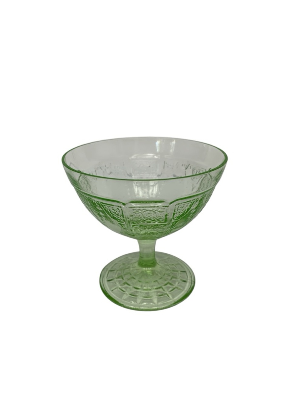 Hocking Glass Sherbet Cup Unisex OS‎ Green Uranium Princess Pattern Glows UV